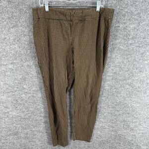 Old Navy Pants Women M Medium Brown Plaid High Rise Flat Front Skinny Stevie